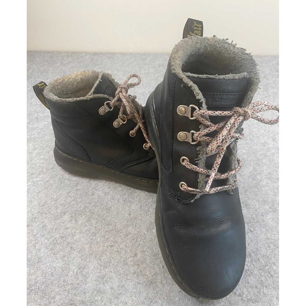 Dr Martens Bonny II Black Leather Fleece Line WELL WORN Boots Mens Size 10
